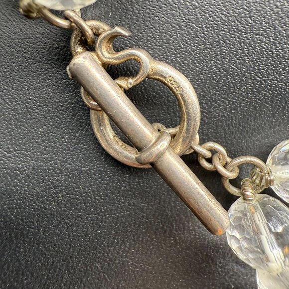 925 Sterling Silver Clear Faceted Rock Crystal Necklace Slane and Slane - Picture 4 of 6